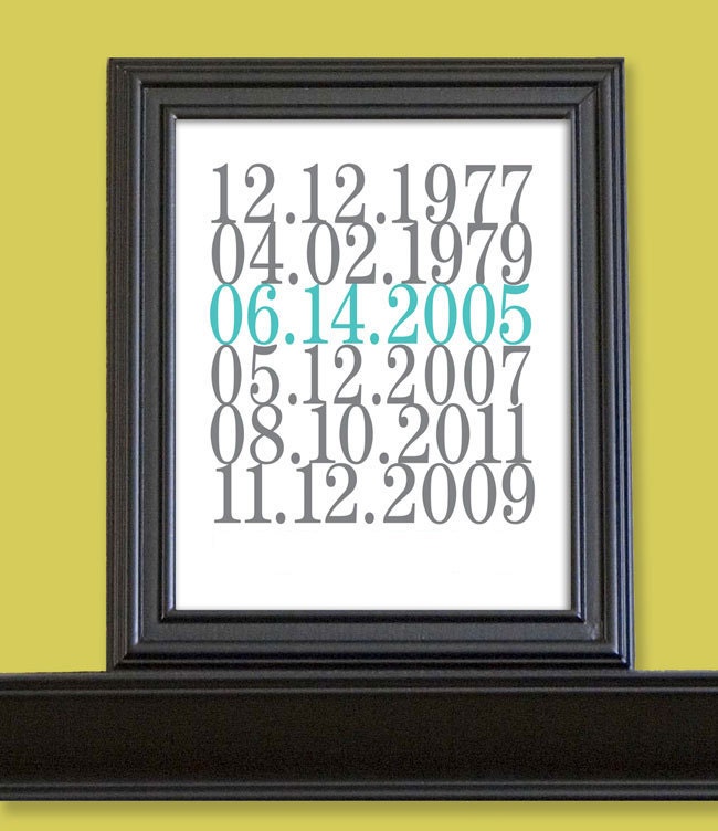 Subway Art, Date Print, Important Dates, Birth Dates, Wedding Gift - 8x10