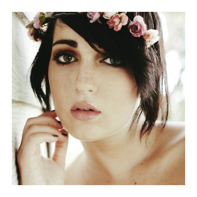 Wedding flower crown, Pink Bridal hair accessory, Floral headpiece - PARADIGM