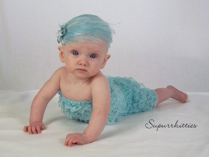 Aqua Blue Baby Feather Headband - Baby Flower Headband Bow - Toddler/Girl Feather Headband Fascinator Newborn Photo Prop