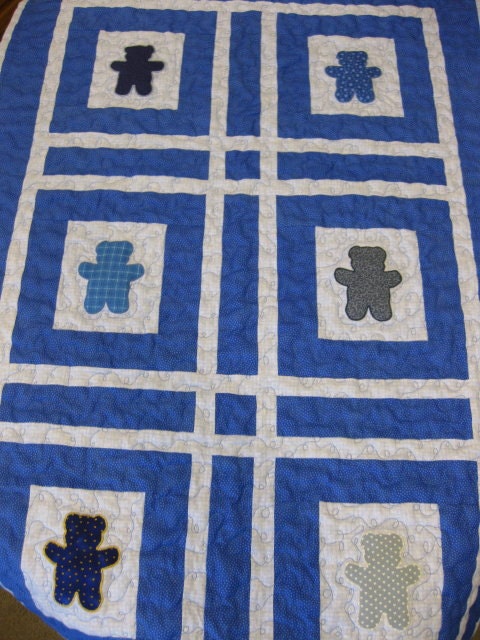 SALE Teddy Bears and Bubbles  baby quilt