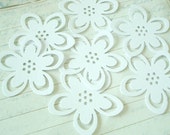 24 WEDDING WHITE Lily Punch Die Cut Embellishments - naissance