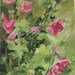 Hollyhock Oil Painting Botanical Garden Flowers Original Artwork by Laurie Rohner