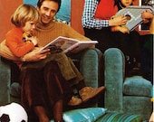Vintage postcard Happy Family Reading, Playing Zither circa 1970s - Free U.S. shipping