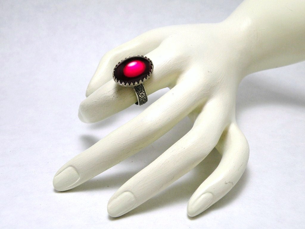 Womens Ring Red Ruby Stone Handmade Ornate Gothic Victorian Style Bs Jewelry Supply