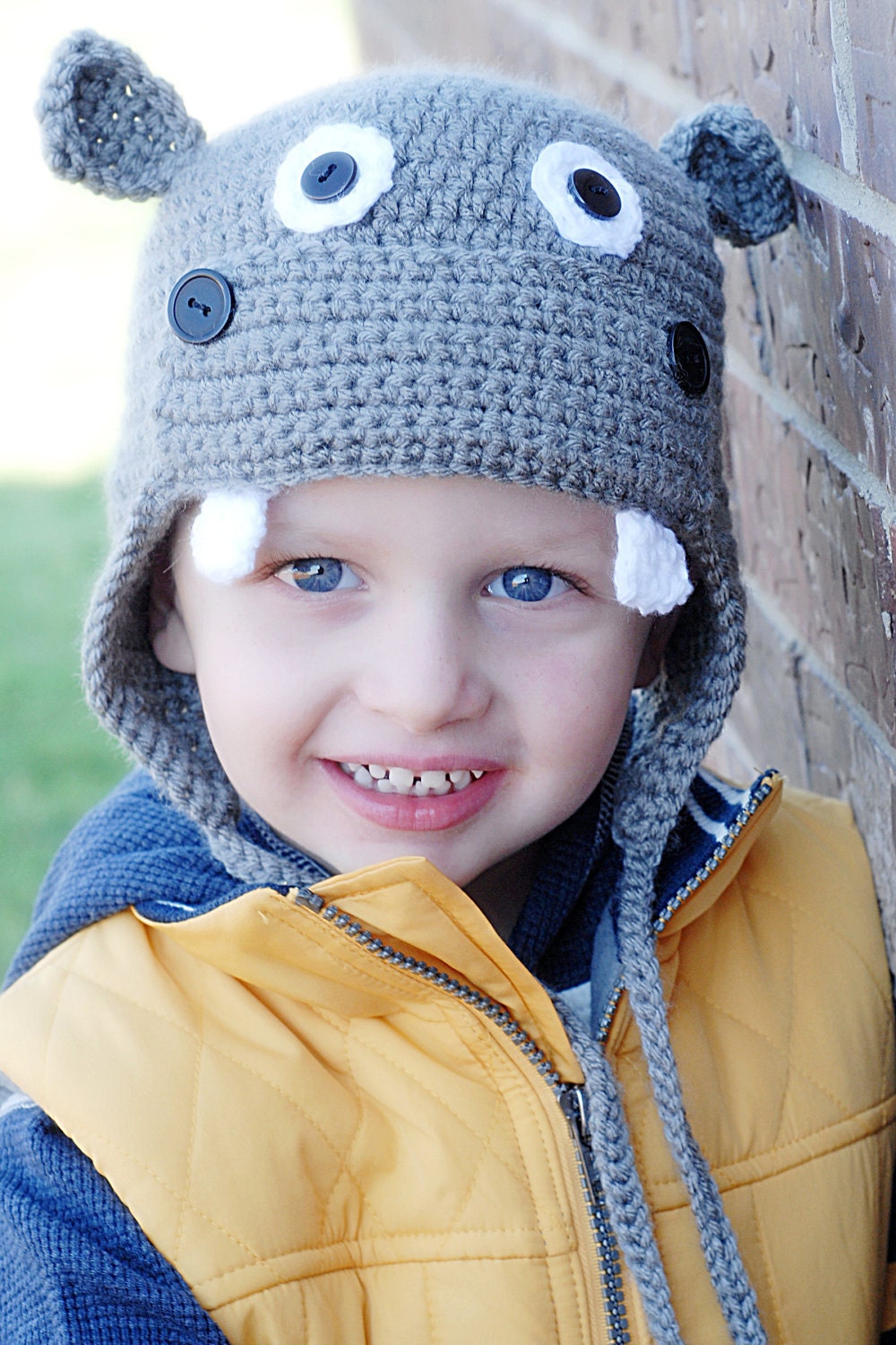 Hippo Earflap Crochet Hat Pattern (Permission to sell all finished products)