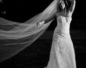Crystal Veil Chapel Length Veil, Swarovski Crystal Rhinestones, 108 in wide, 80 inch long white, ivory, champagne, cut edge bridal veil