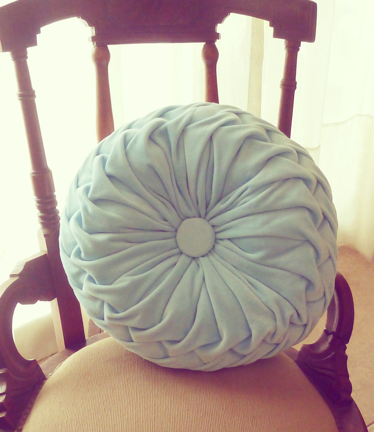 Smocked Round Pillow Tutorial PDF pattern - Instructions -DIY ebook - how to - Vintage style decorative pillow