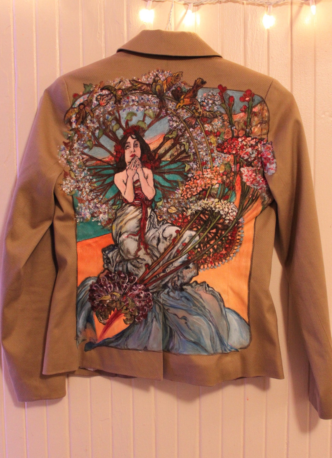 Alphonse Mucha - Hand Painted Blazer