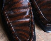 Vintage 90's Pony Hair Animal Print Black Suede Loafers by Stuart Weitzman in size 7