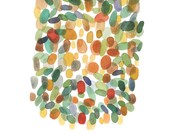 Modern ArtWork watercolor painting Spring impression Abstract watercolor painting home decor nature green yellow orange Office decor