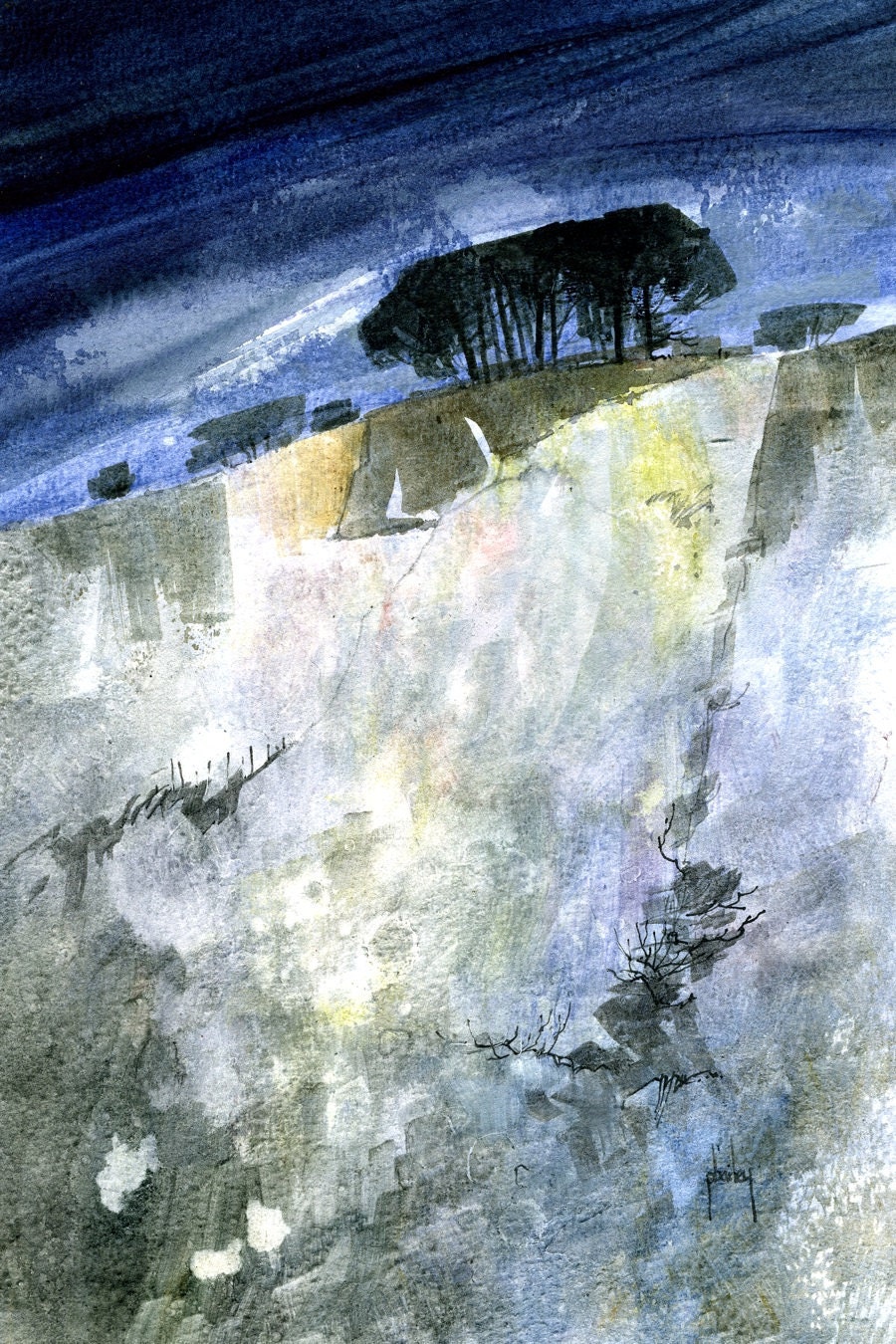 Original watercolour painting - Steep approach