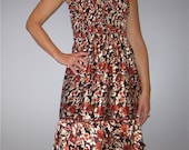 brown floral satin dress
