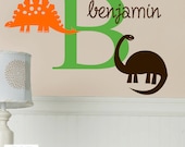 DINOSAUR I Initial Name Monogram Vinyl Wall Decal Sticker