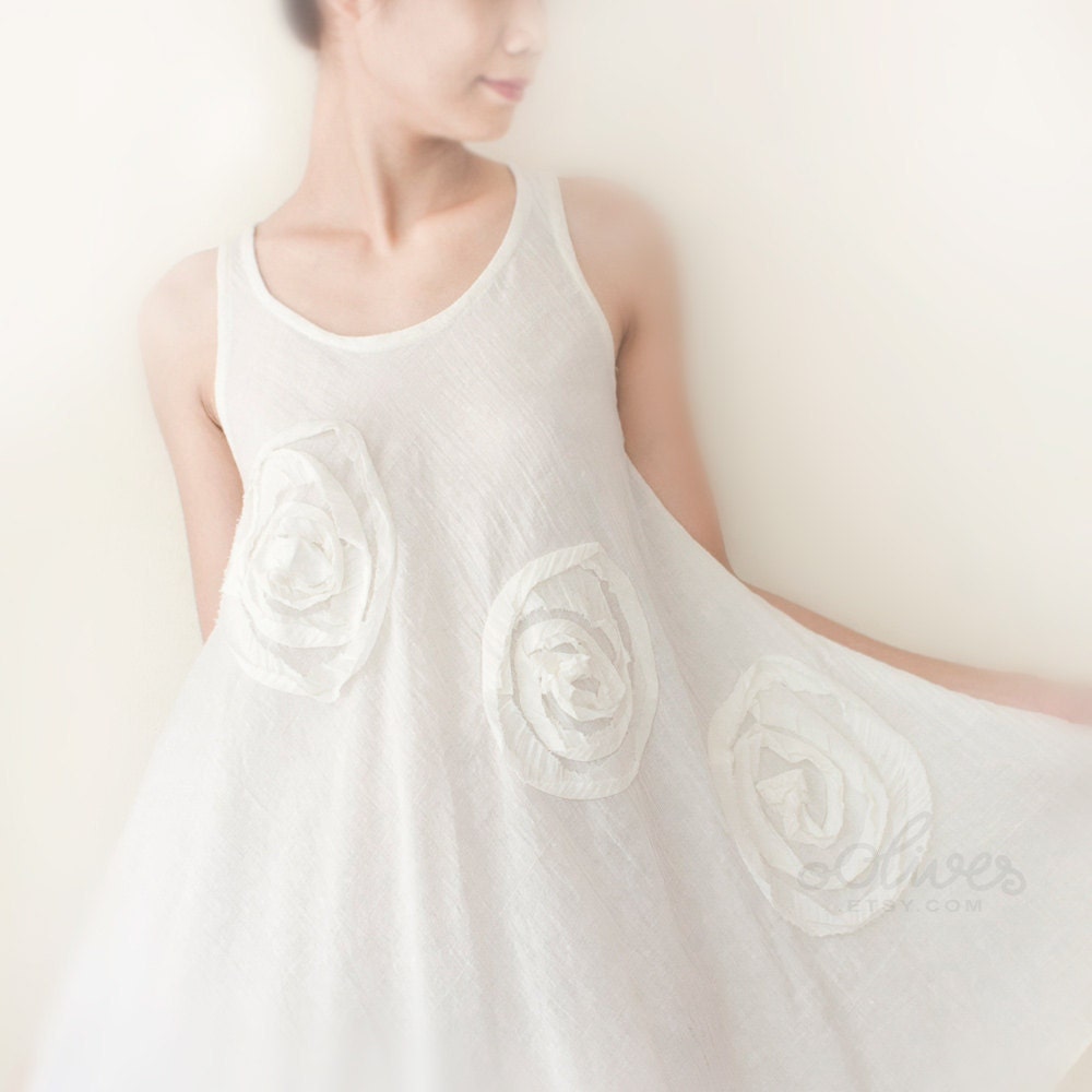 Comfy Cotton Summer A - Dress in OffWhite, M size