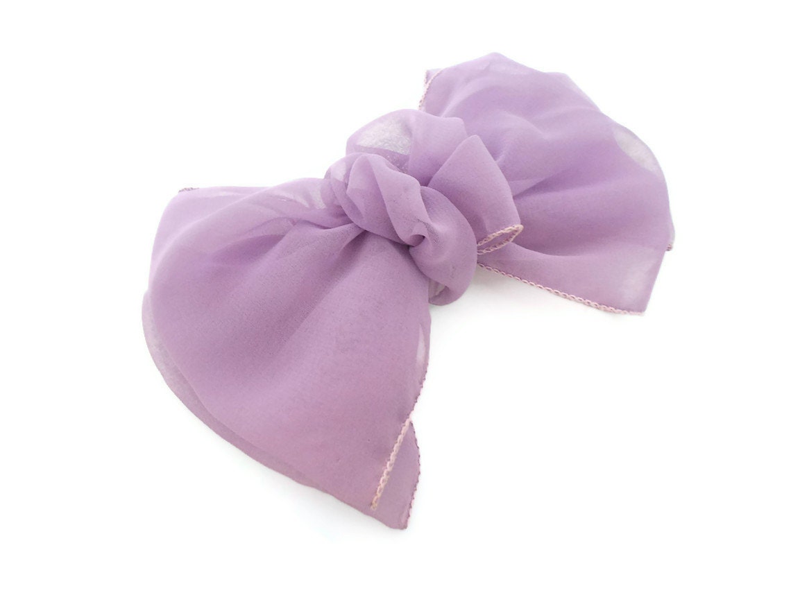 Vintage Hair Bow - Big 80s Hair Bow in Purple Lavender