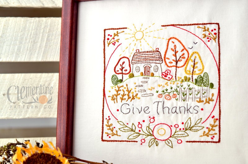 Give Thanks - Autumn - 100% Cotton Embroidery Pattern