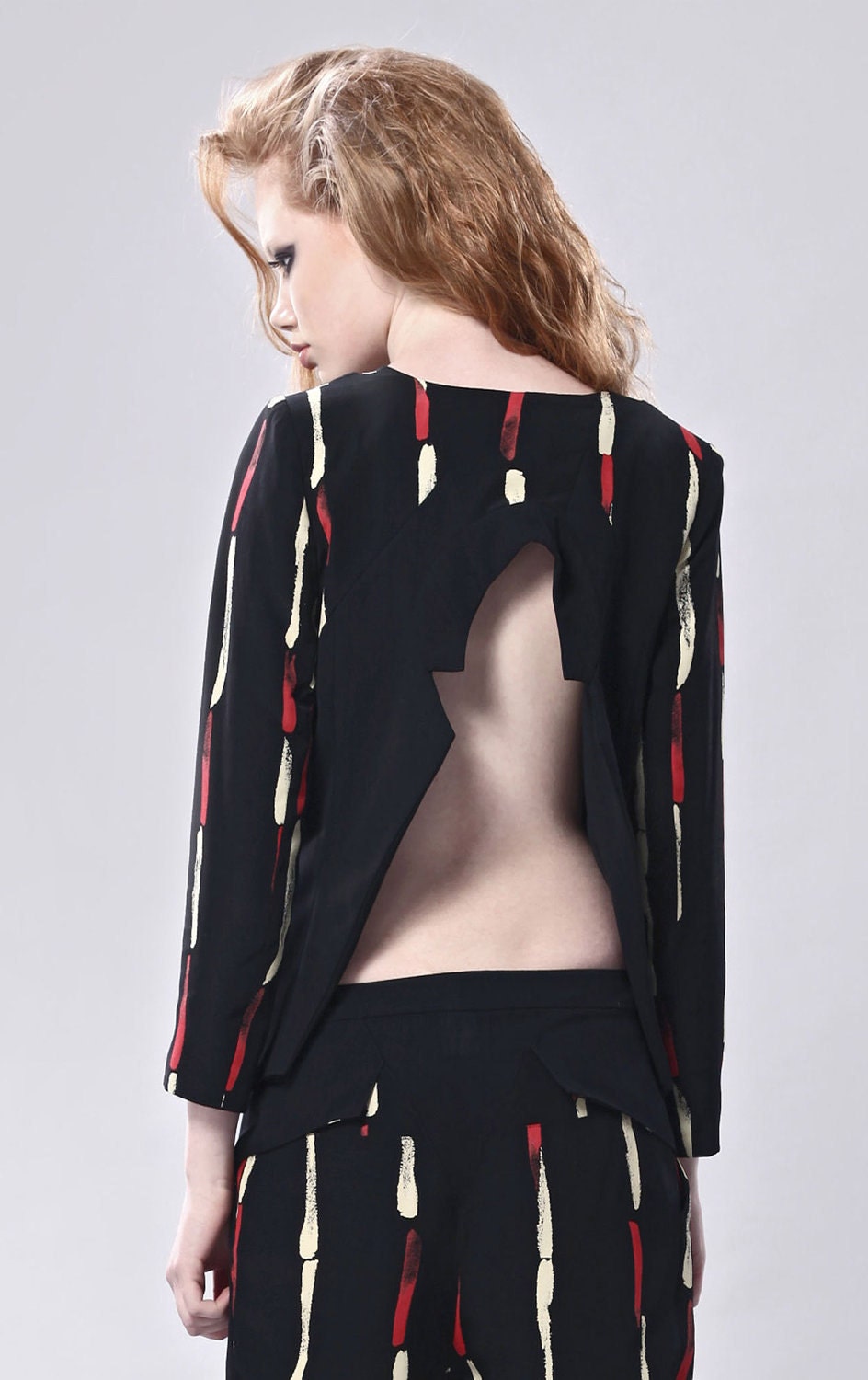 Print Tailored Jacket With Cut Out Back
