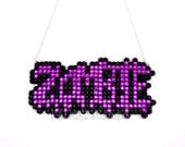 Ghoulish Zombie Halloween Necklace - Black Border - You Choose Inner Colour - Super Sparkly - Rockabilly - Psychobilly - Horror