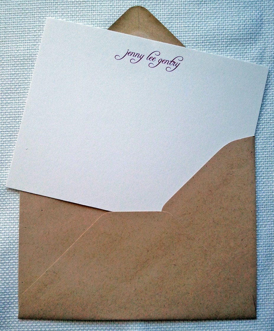 Beautifully Simple Personalized Stationery with Envelope - Set of 10
