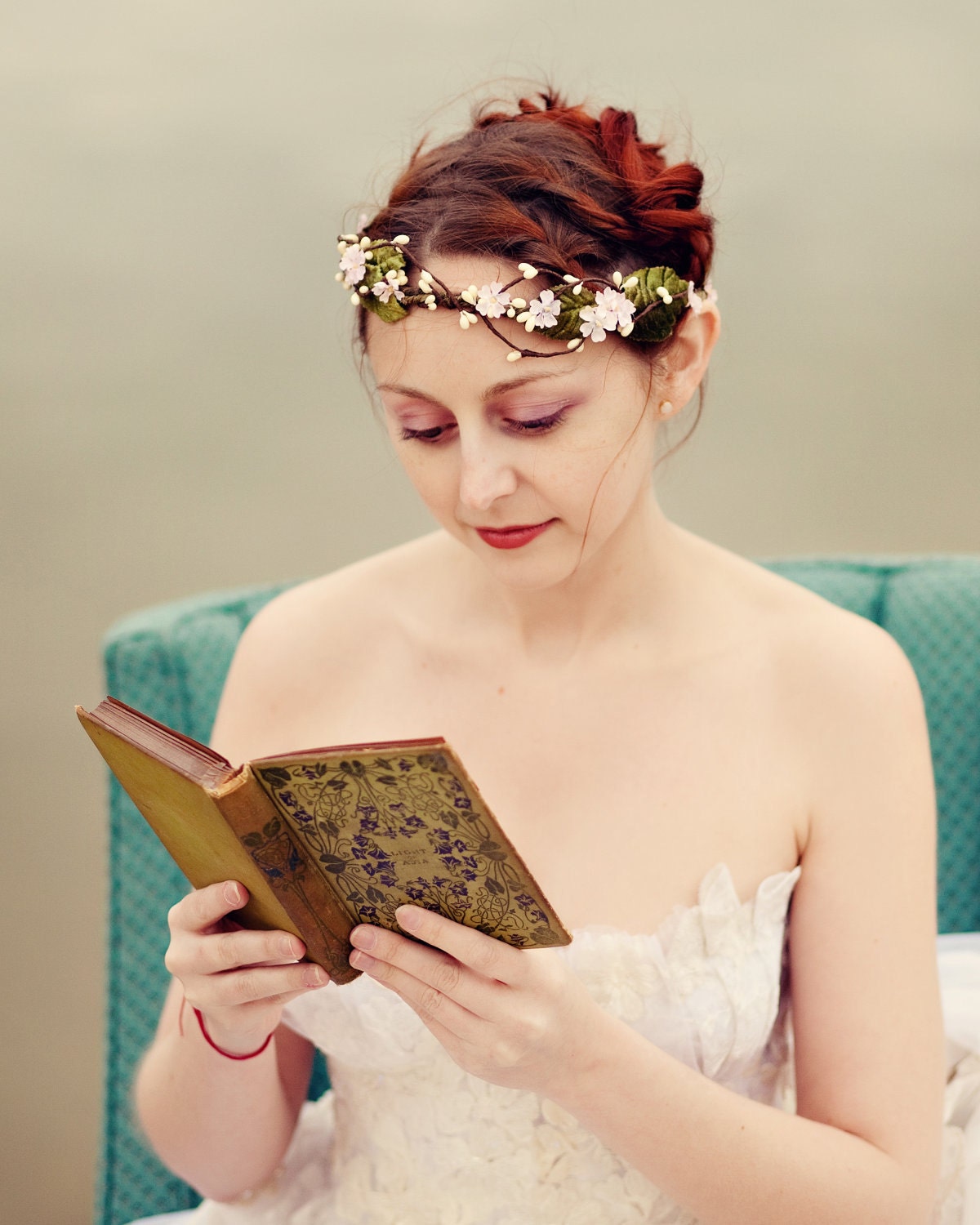 Flower crown, bridal hair accessory, wedding head piece, pink floral head piece - WENDY