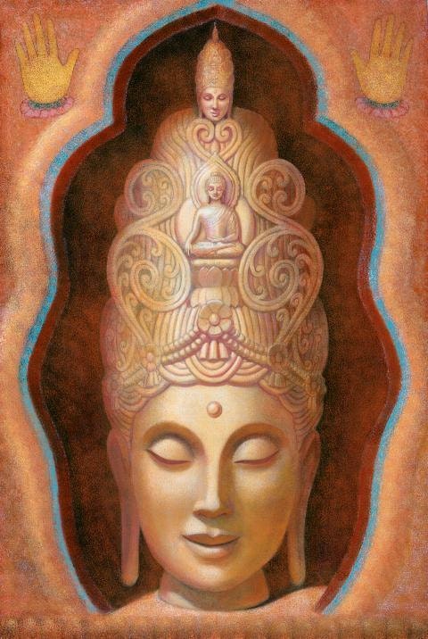 Buddha spiritual art Buddhist Kwan Yin print of painting 17x22 healing energy Zen meditation poster