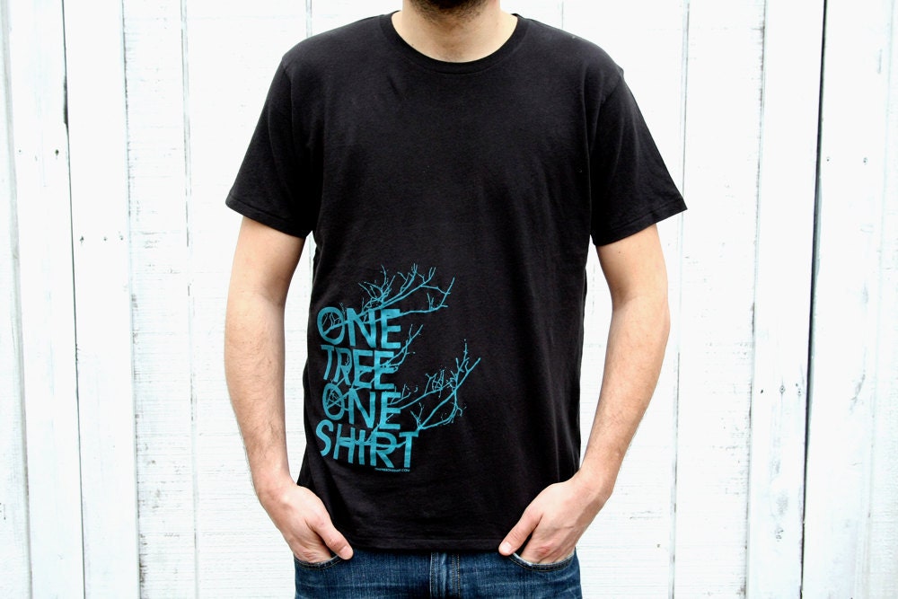 One Tree One Shirt - Mens T-shirt - Alternative Apparel - Black - Eco-Friendly Tshirt - Small, Medium, Large - Eco Men