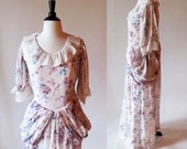 20s Print  Dress / Shepherdess Dress /  Unique Vintage Gown / 20s Fashion