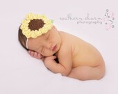 Baby girl sunflower headbands Newborn headbands Crochet sunflower Newborn props