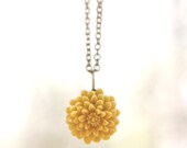 Mustard Yellow Chrysanthemum Flower Necklace // Bridesmaid gifts // Maid of Honor gifts // Honeycomb