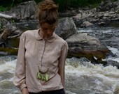 Statement Necklace - Mint Feather Necklace - Fringe Feather Necklace - Long Gold Necklace - Pink and Green Necklace
