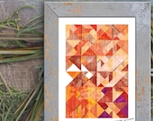 Tangram Geometric Art Poster, Abstract A3 Print, Home & Office Decor. Wall Decor Illustration. Wall Art in warm colors