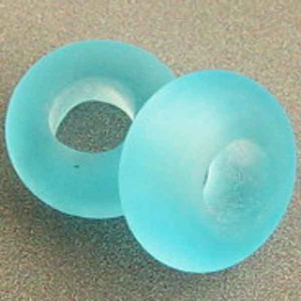 2 Aqua Beach Glass Lampwork 5mm MTO BHB Universal Beads