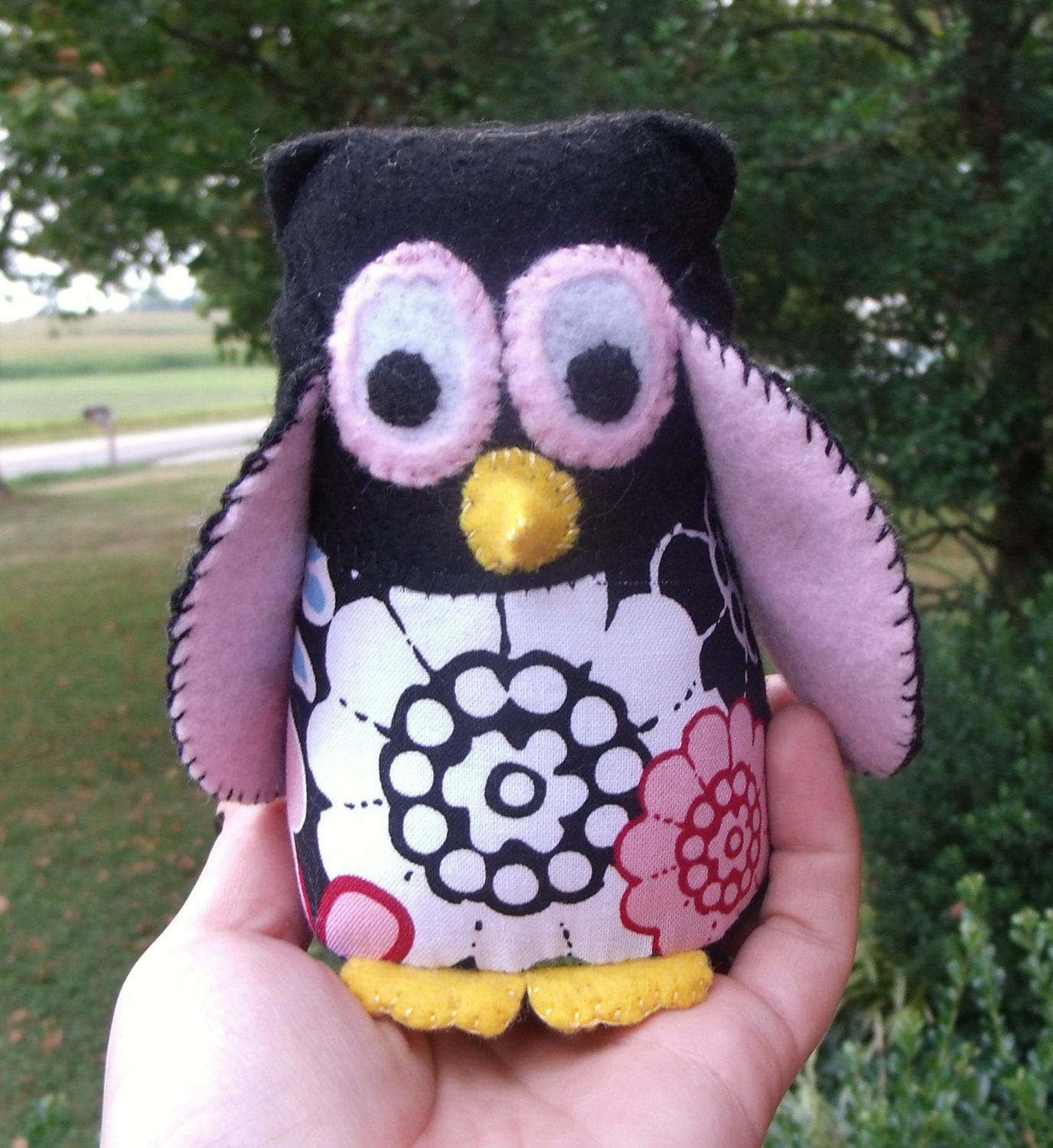 Little Plush Stuffed Owl Felt  5 Inches tall