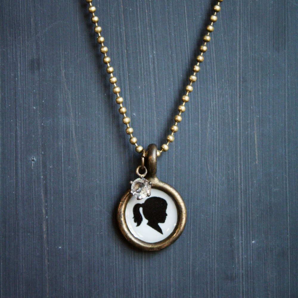custom silhouette necklace . one pendant . small size