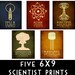 6x9 Steampunk Science Art Print 5 Rock Star Scientist Physics Diagram Educational Poster Geek Chic Tesla Edison Einstein Molecule Relativity