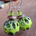 Lime Green flame enamelled earrings