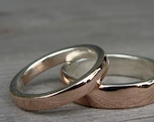 Affordable Wedding Band Set (2 Rings) - Eco-Friendly Recycled 14k Rose Gold and Recycled Palladium Sterling Silver, Made to Order