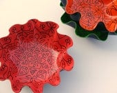 Coral Reef Mandala Record Bowl - Psychedelic Geometric Tribal Inspired Painted Home Decor Made From Recycled Vinyl Record