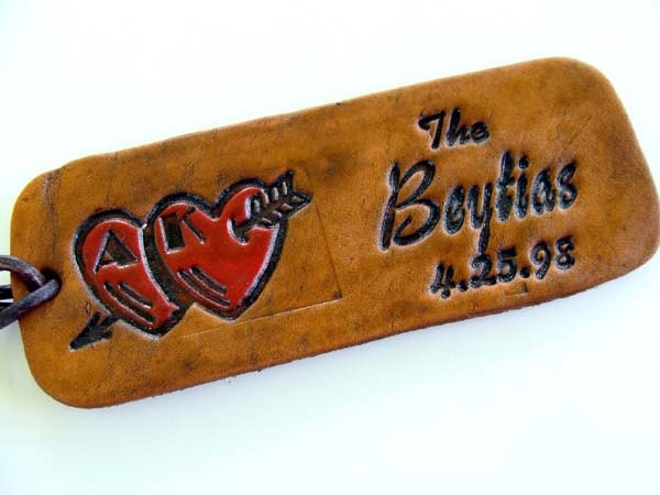 Custom Leather Luggage Tag Personalized with your initials, name and date