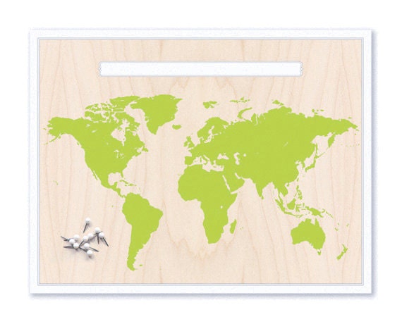 World Map & Pin Set - Green