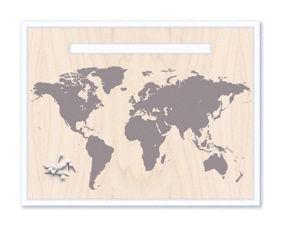 World Map & Pin Set - Grey