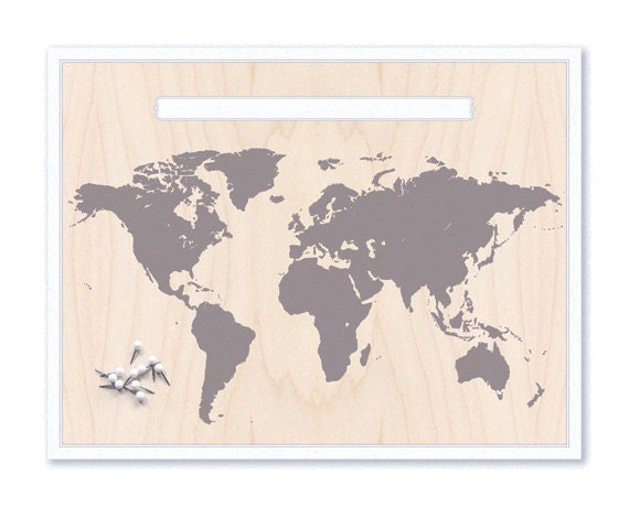 World Map & Pin Set - Grey
