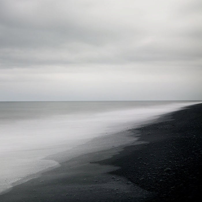 Black Sand Beach in Iceland, Minimal Landscape Photography, Abstract Modern Art Print, Water, Ocean, Sea, Nautical - The Ghost in You