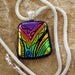 Dichroic Fused Glass Hand Etched  Pendant, Fused Glass Pendant -Mardi Gras