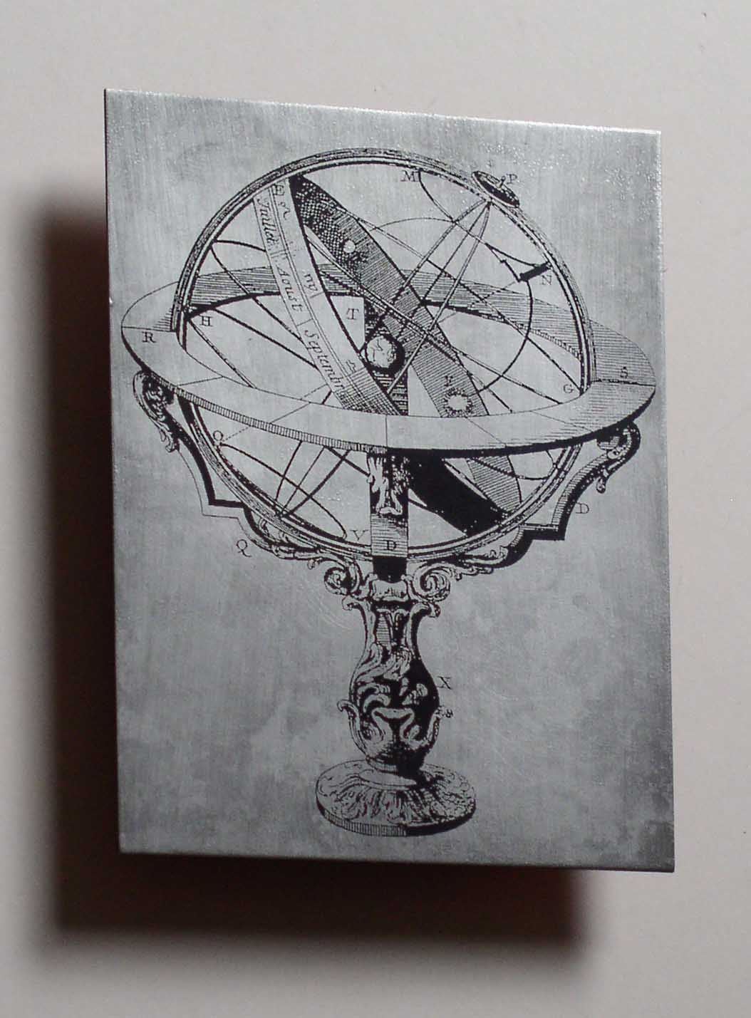 Silver astrolabe armillary sphere metal wall art