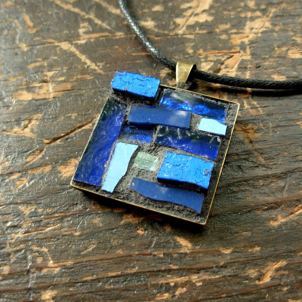 September Sapphire Blue Mosaic Pendant