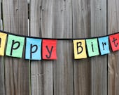 Happy Birthday Fabric Banner Red Yellow Green Blue