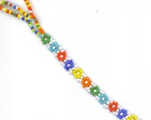 Friendship Bracelet . Beadwoven Floral . Colorful Beaded Bracelet . Daisy daisies . OOAK - Field of Flowers by enchantedbeads on Etsy