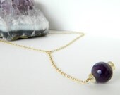 Amethyst Ball and Chain Necklace, 14k Gold-filled Chain, Citrines