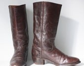 Sz Men 9.5 Women 11 Vintage 80s Tall Leather FRYE Brown Boots